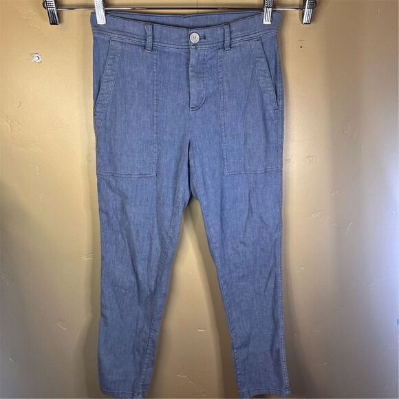 James Perse Women's Linen Cargo Pants Size 25‎ Blue Casual Mid-Rise Gorpcore - Picture 1 of 7